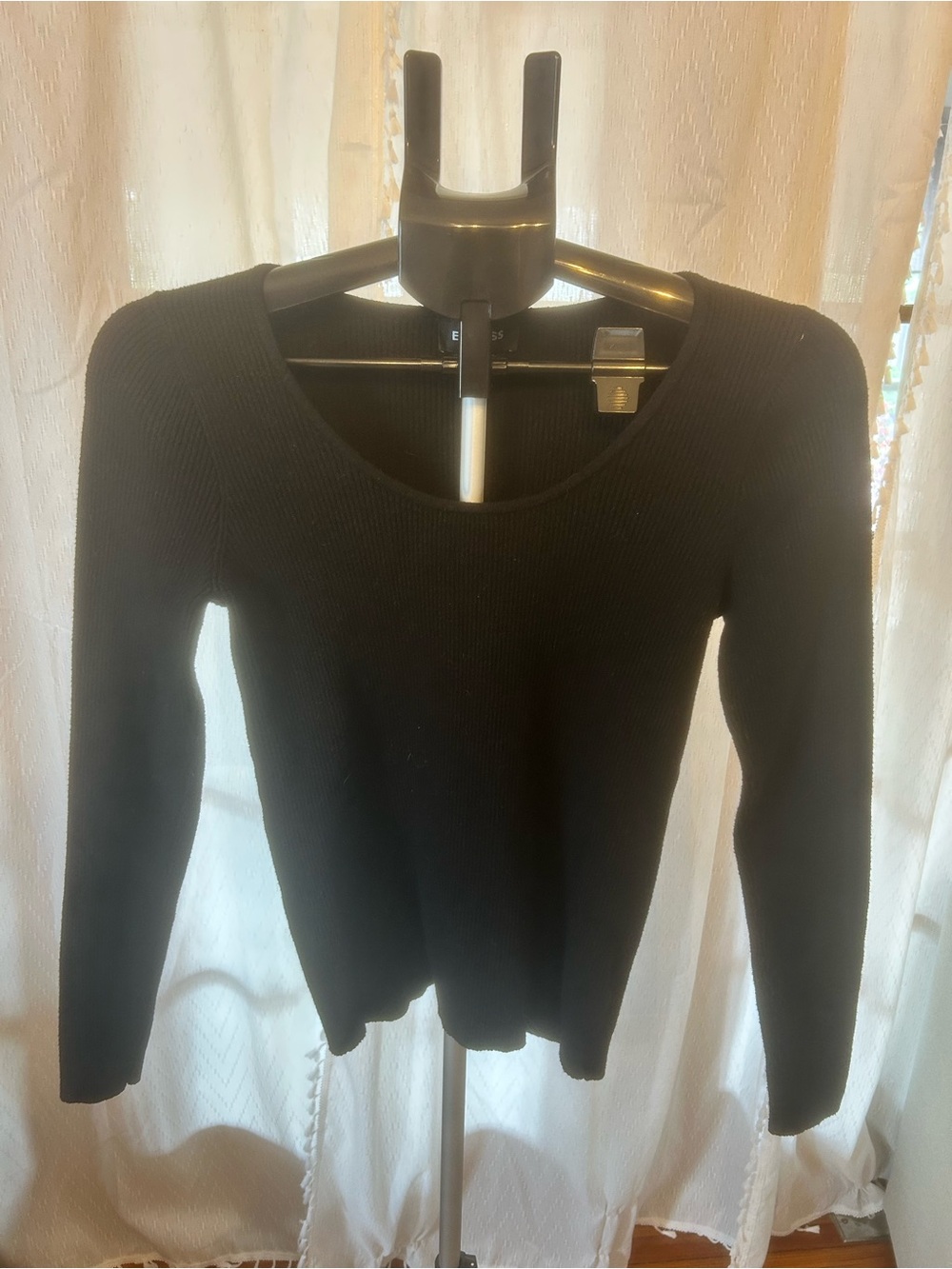 Express Black Ribbed Scoop Neck lightweight Sweater Size Medium